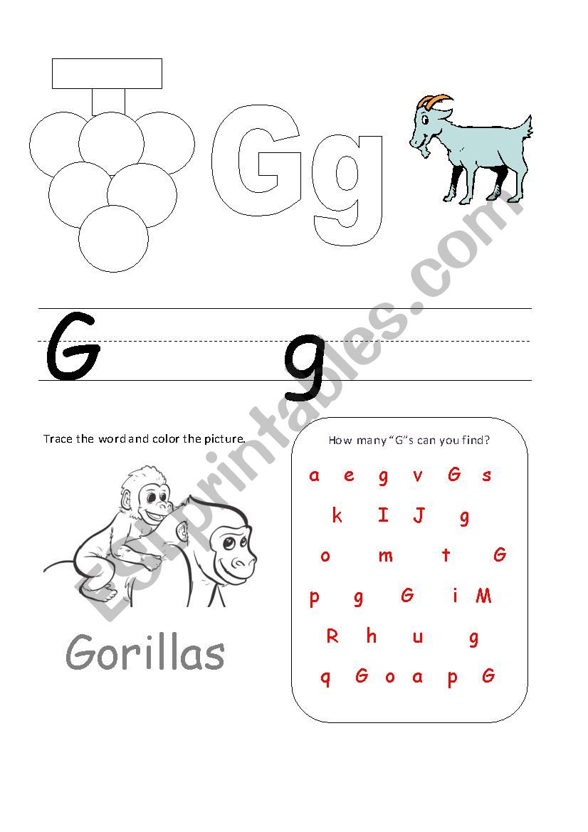Alphabet - Gg worksheet
