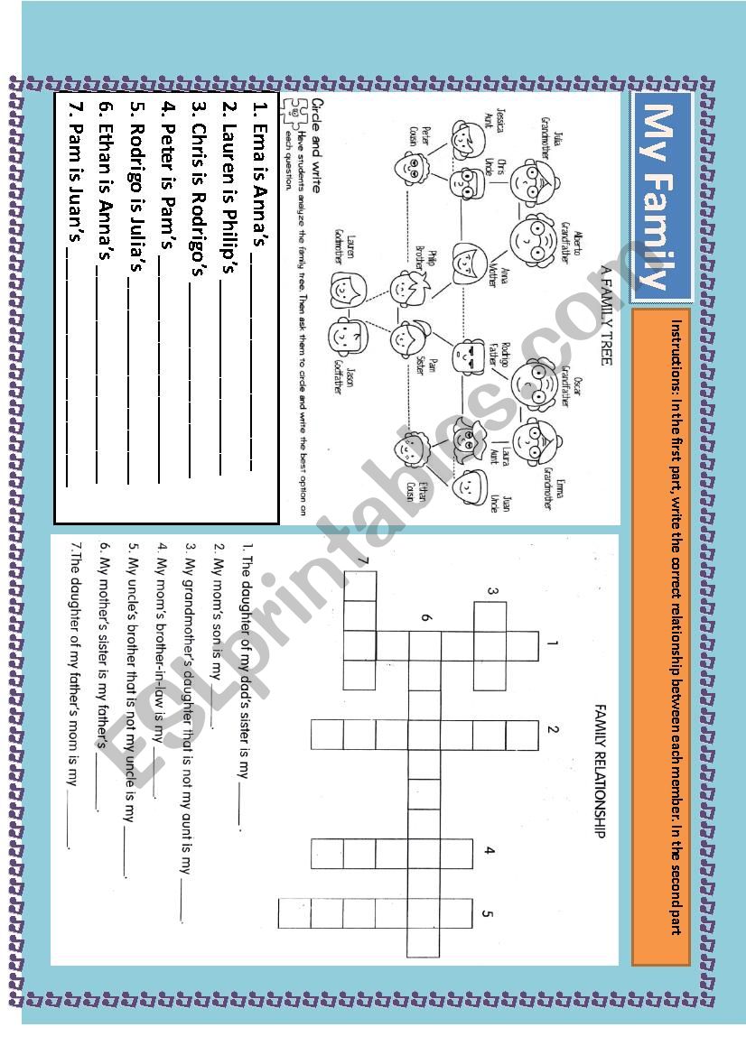 My Family worksheet