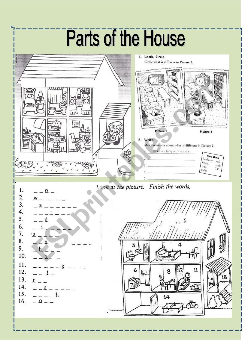 Parts Of The House worksheet