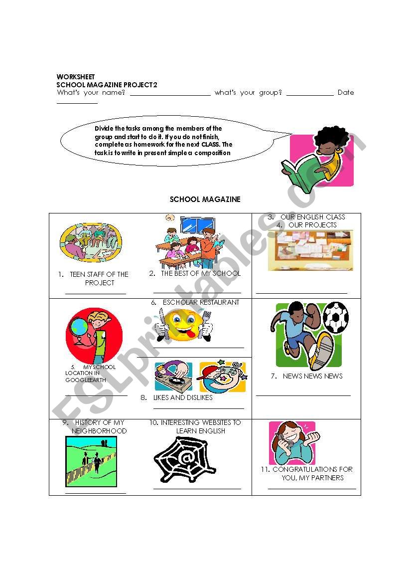 SCHOOL MAGAZINE PROJECT 2 worksheet