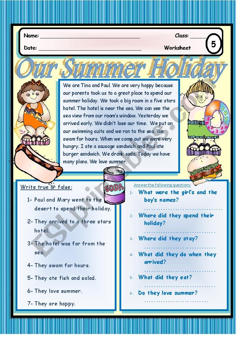 Our Summer Holiday worksheet
