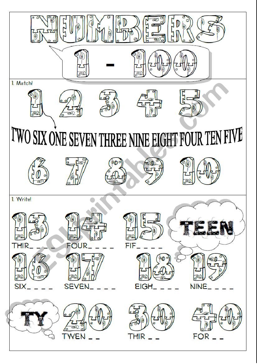 numbers 1-100 worksheet