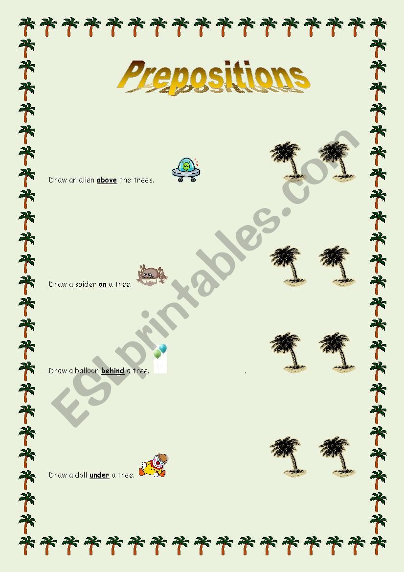 Prepositions of place worksheet