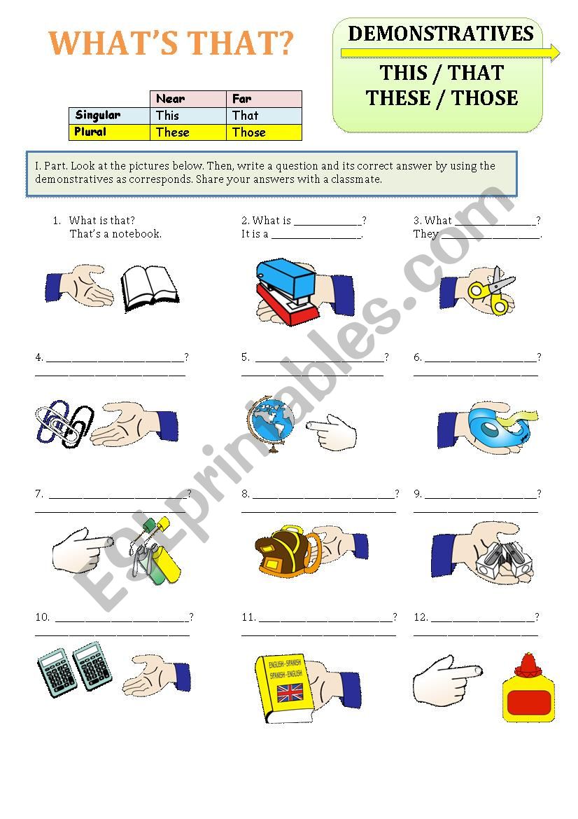 Demonstratives (This-that/ these-those)