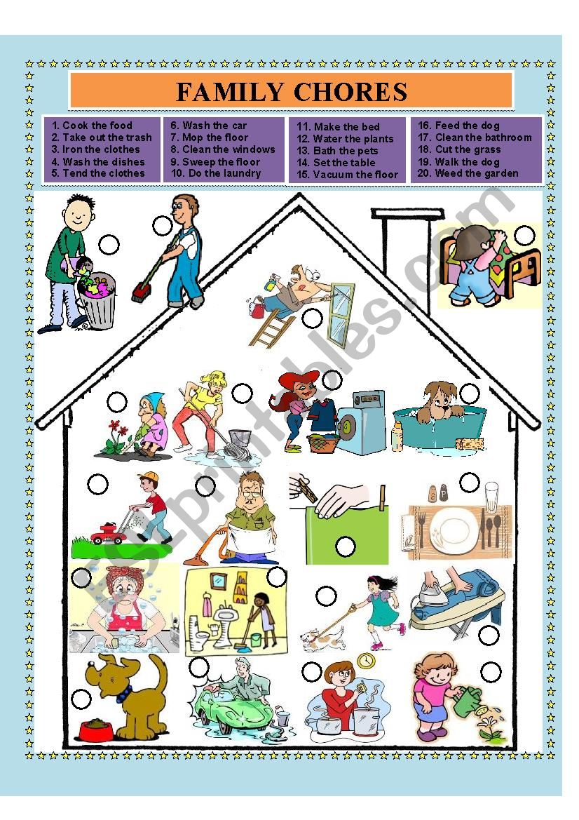 Family Chores - Family Duties worksheet