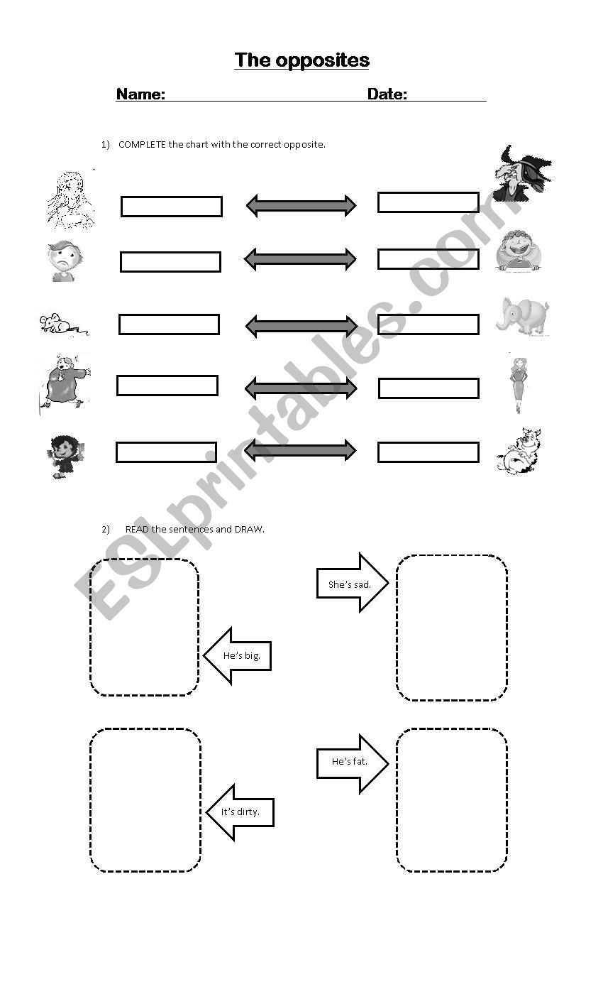 The opposites worksheet