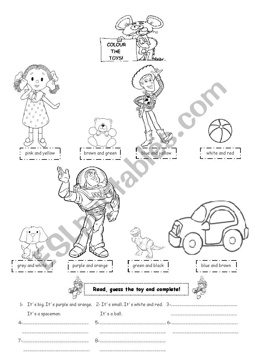 toys and colours worksheet