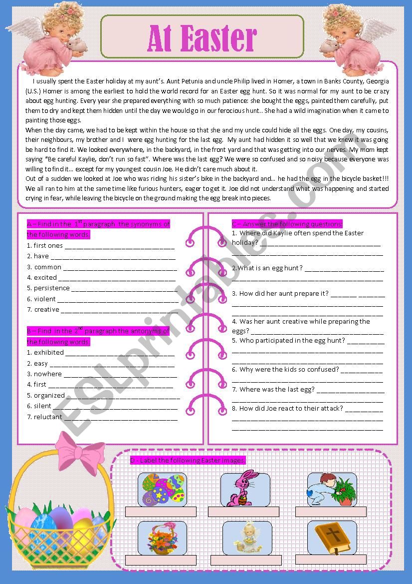 Text_At Easter worksheet