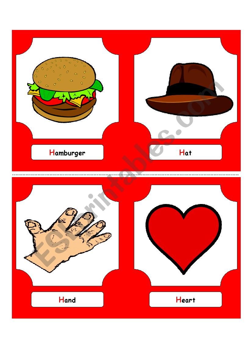 Alphabet Words - H (flash cards)