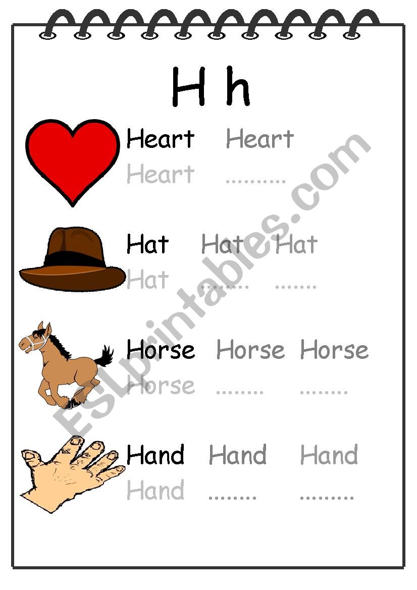 Alphabet Writing Worksheet H worksheet