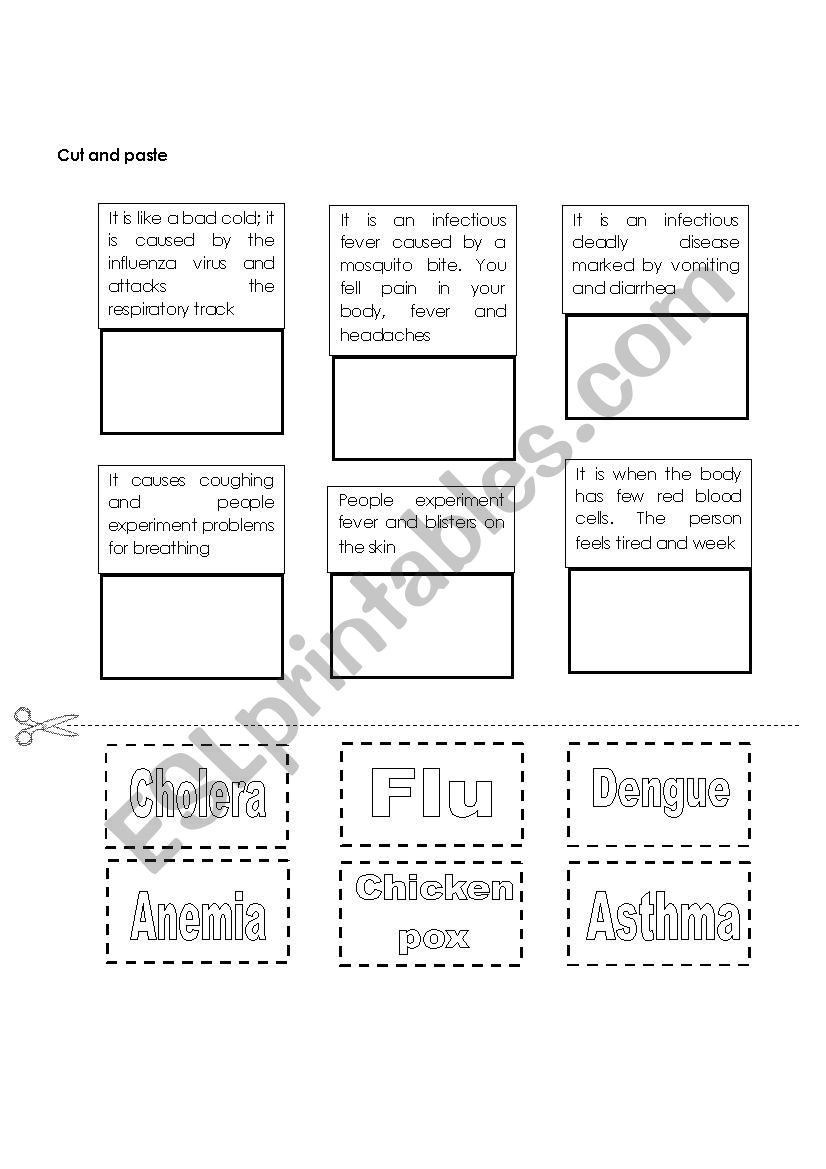 Diseases worksheet