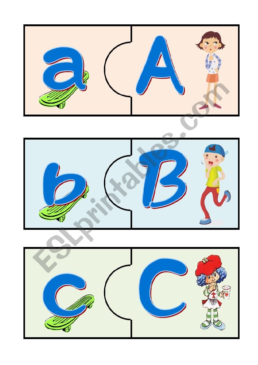 A-F alphabet puzzles worksheet