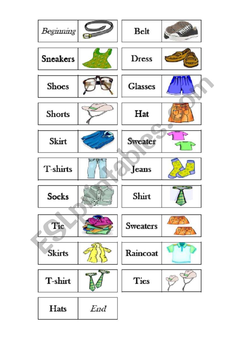 domino game worksheet