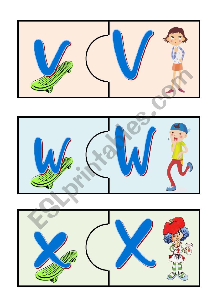 v-z alphabet puzzle worksheet