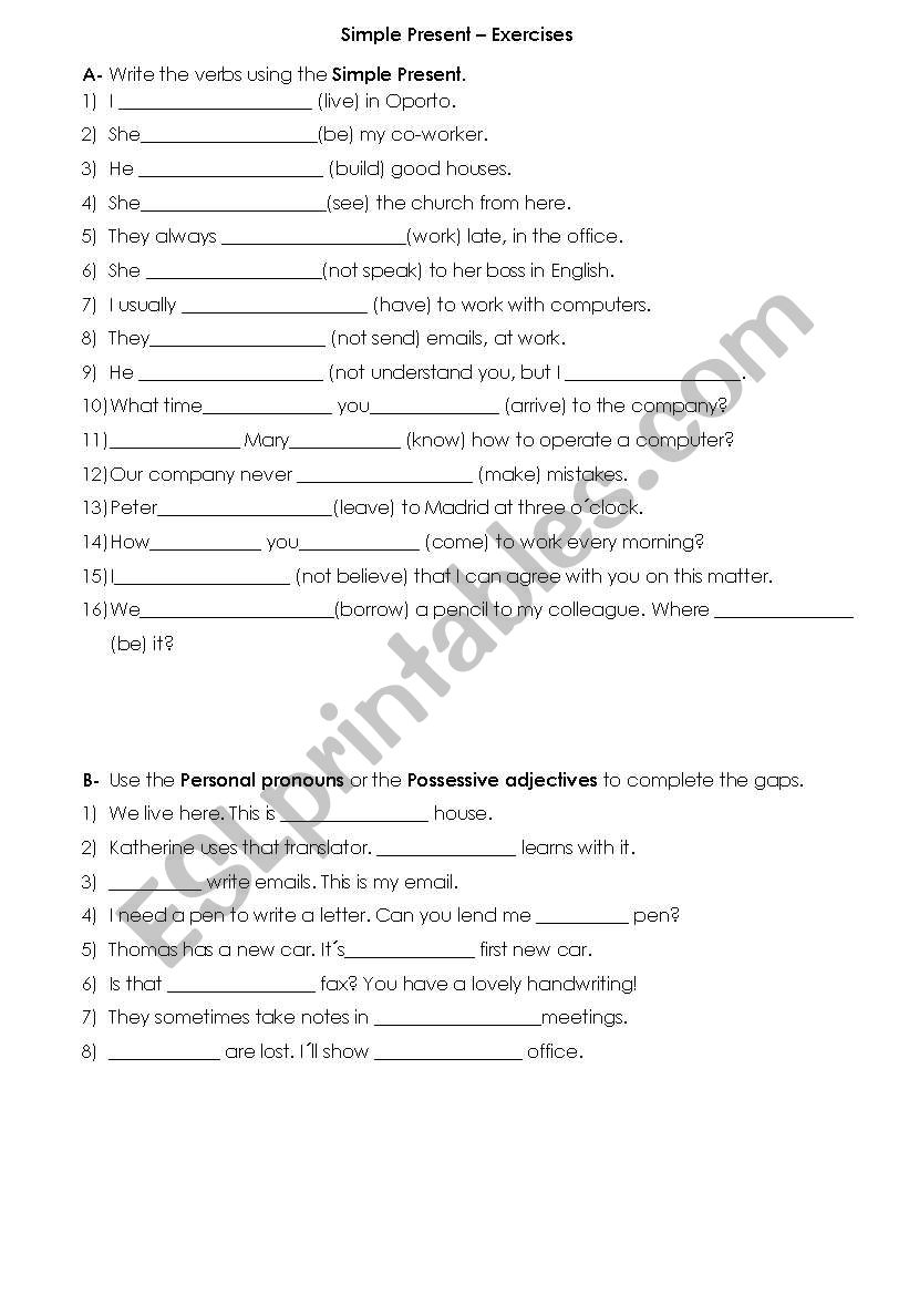 Simple Present worksheet