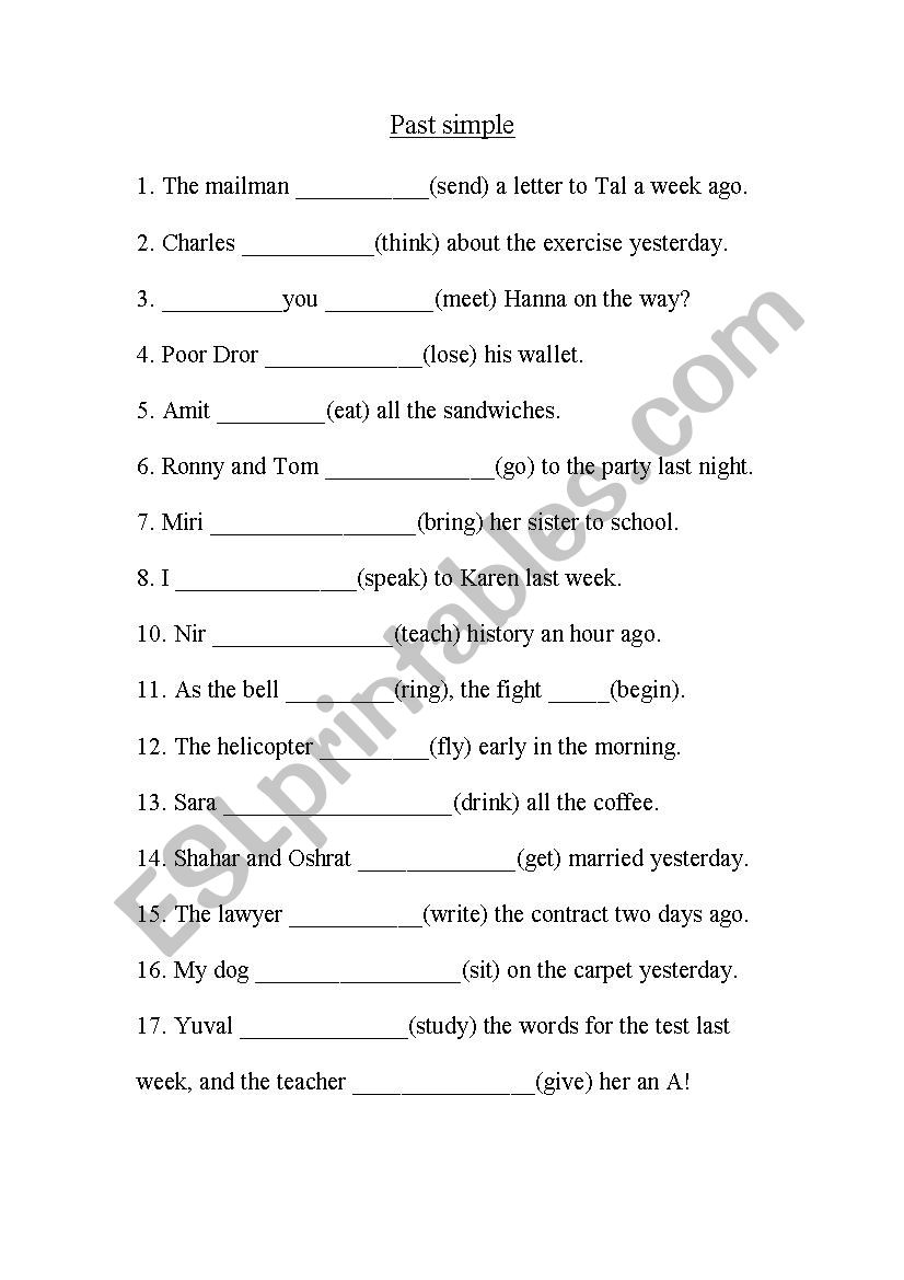 past progressive worksheet