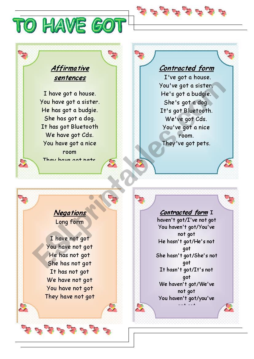 TO HAVE GOT worksheet