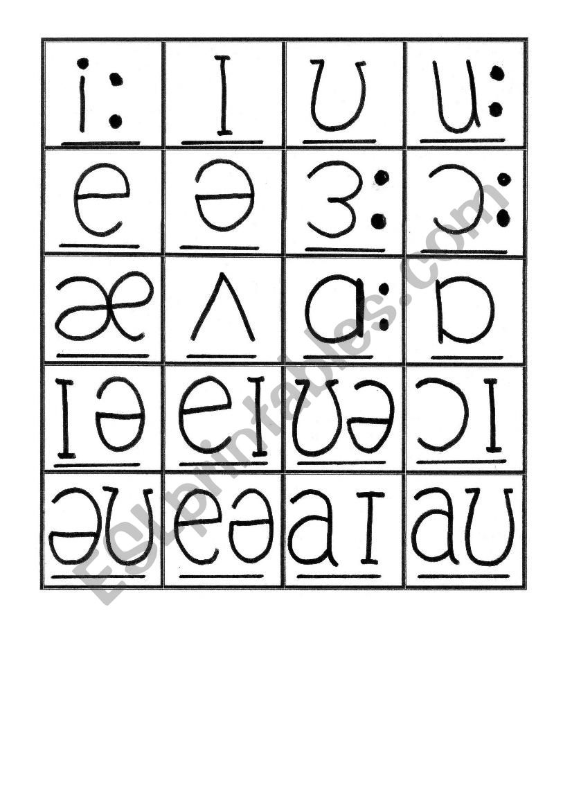 Phonemic Chart Vowels and Diphthongs matching pairs game