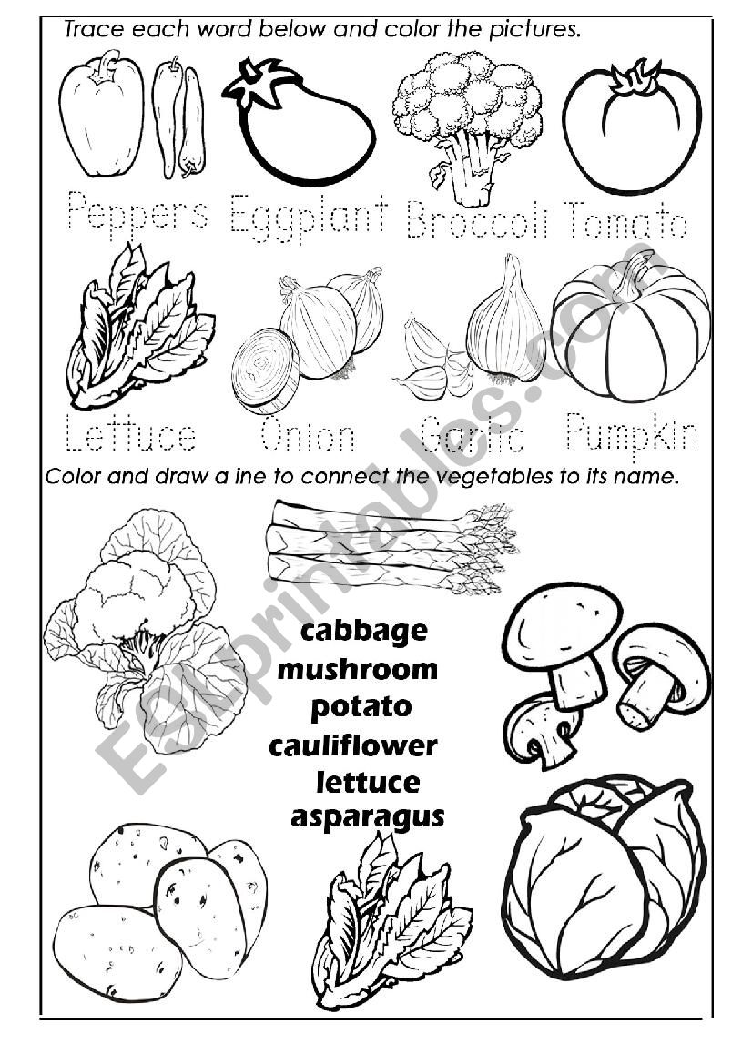 Vegetables worksheet