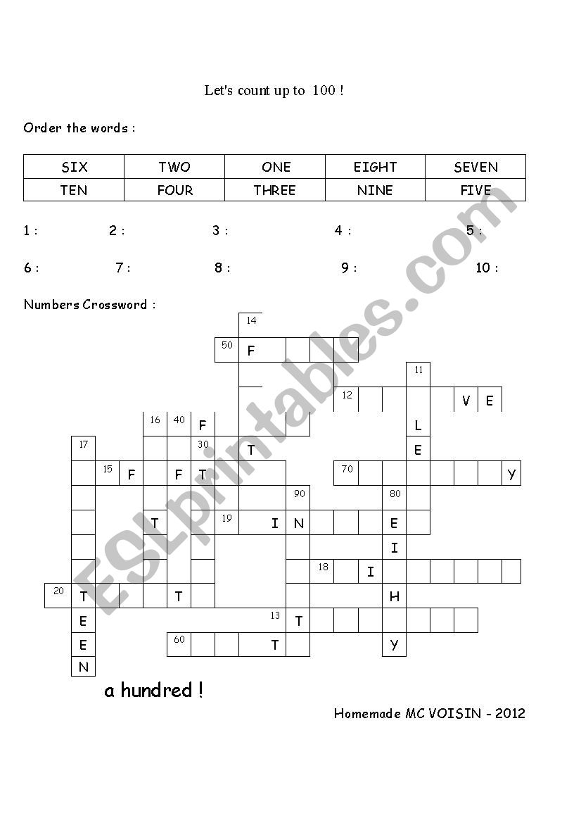 LETS COUNT UP TO 100 worksheet