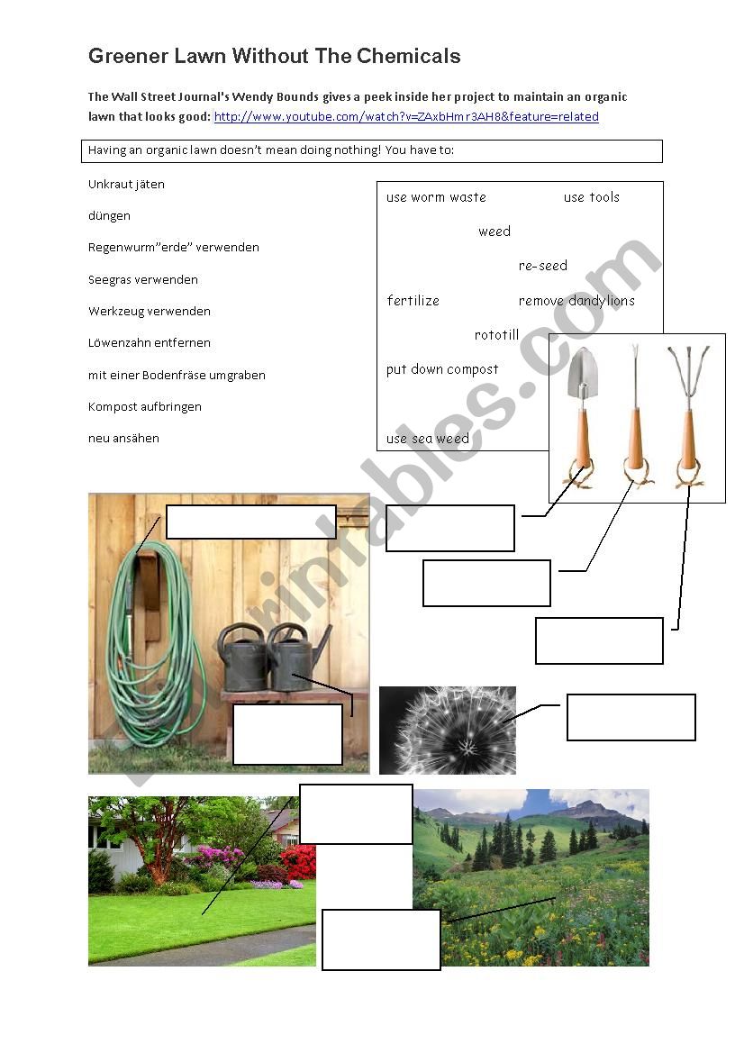 Gardening: Organic Lawns (listening and vocabulary)