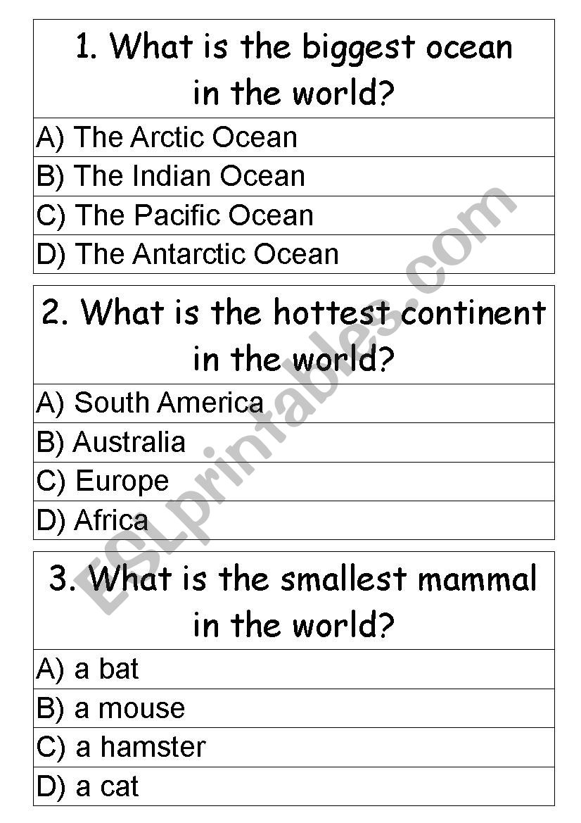 Nature Facts Quiz worksheet