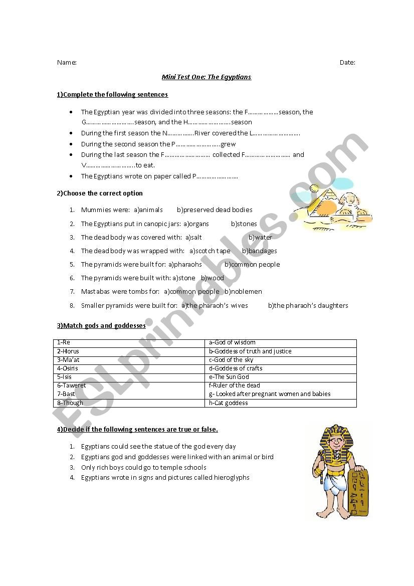 The Egyptians  worksheet