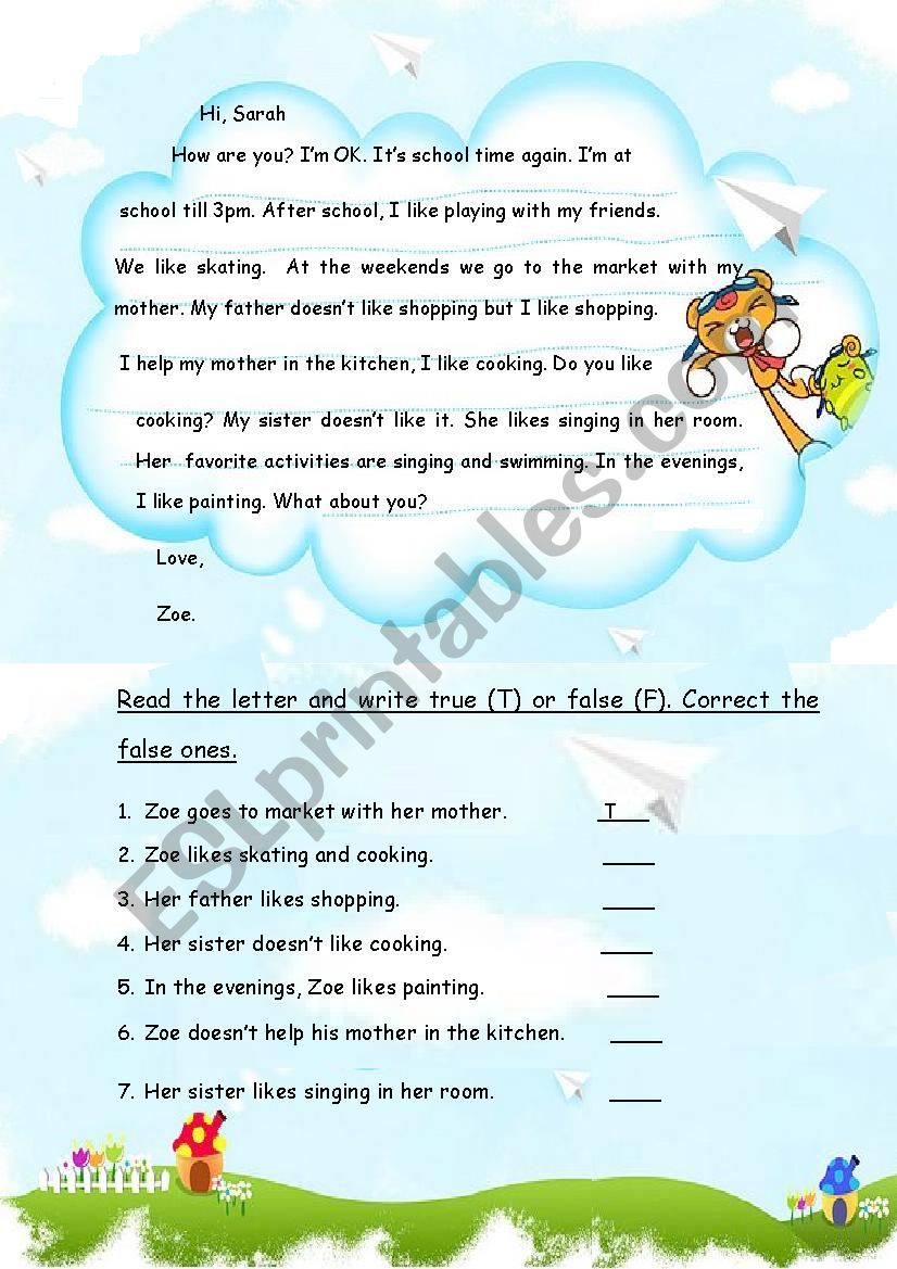 tru-e-false worksheet