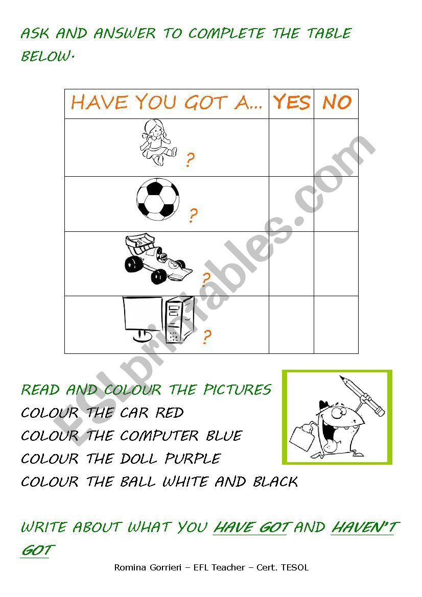 Have you got? worksheet