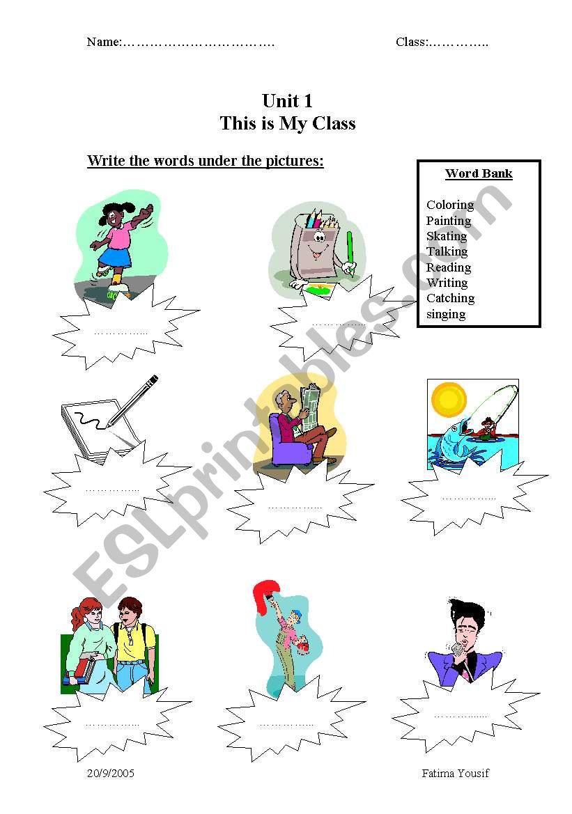 actions worksheet