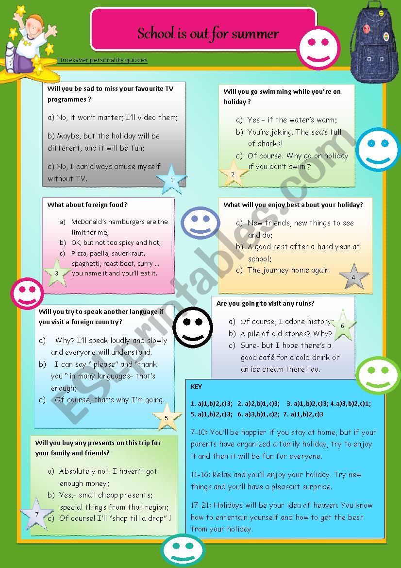 Timesaver personality quiz // SchoolÂ´s out for summer