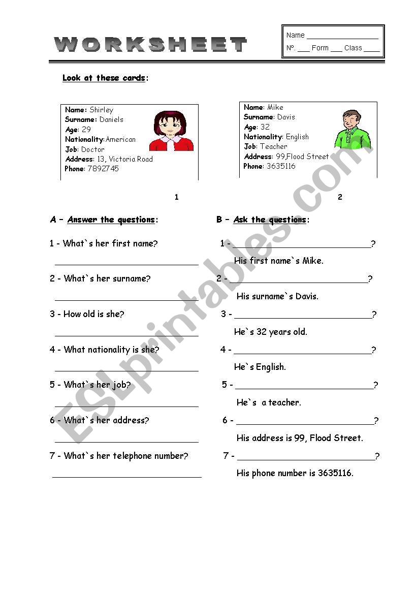 Asking and answering questions about personal identification