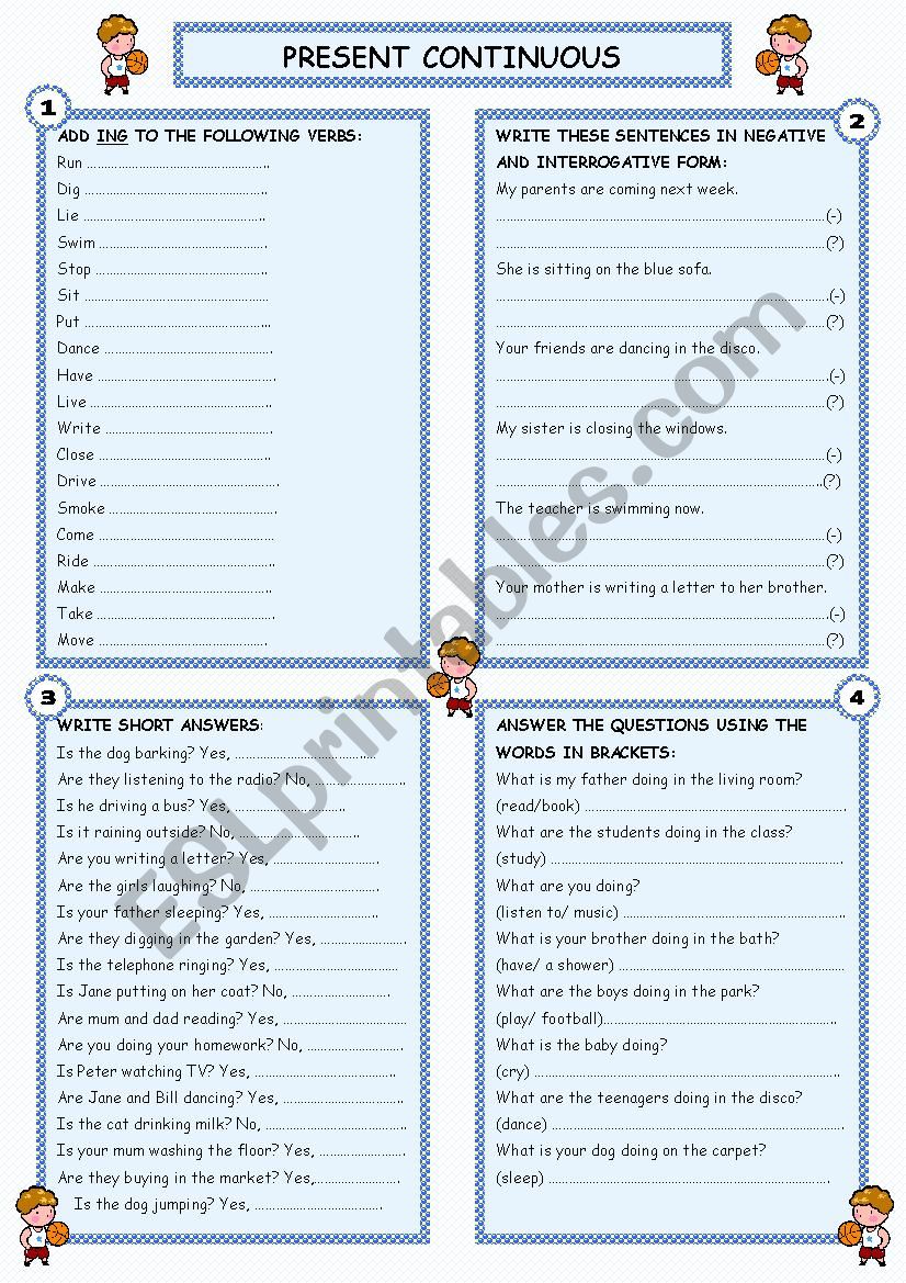 PRESENT CONTINUOUS worksheet