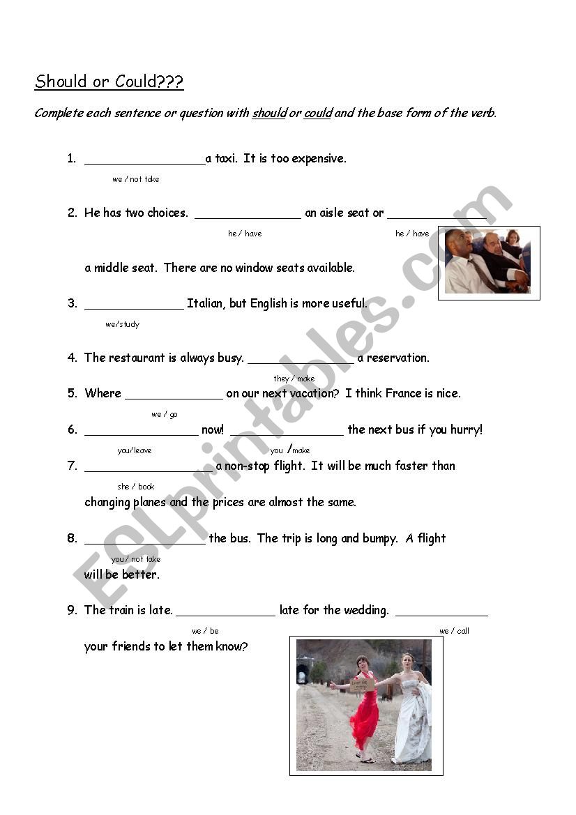 Should or Could? worksheet