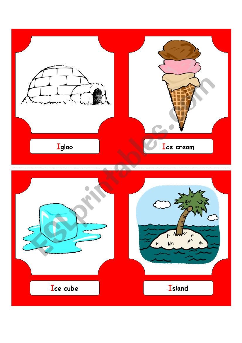 Alphabet Words - I  (flash cards)