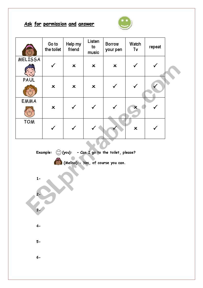 Asking for permission worksheet