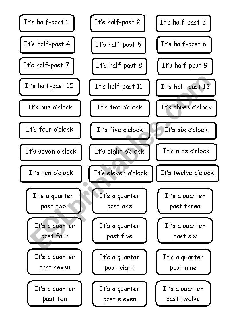 Race against time worksheet