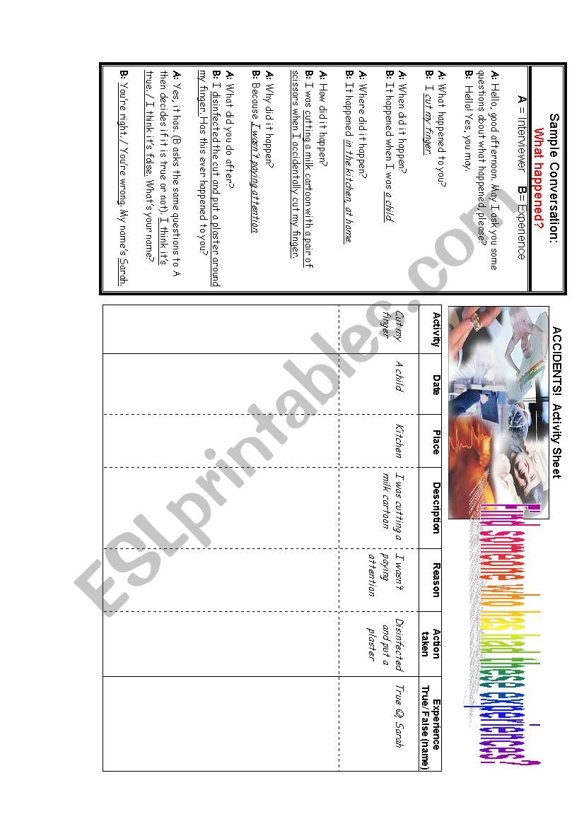 Accidents worksheet