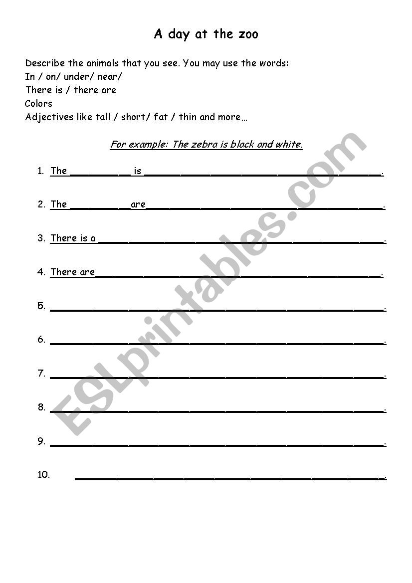 a day at the zoo worksheet