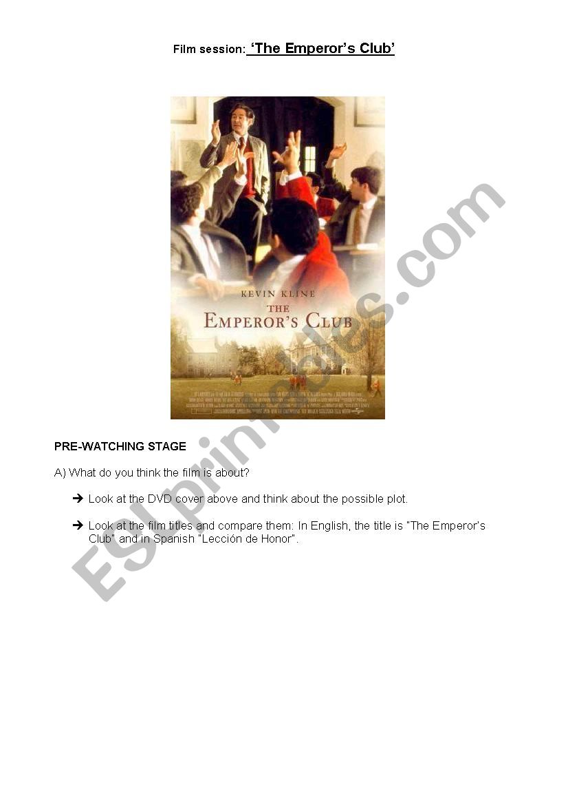 The Emperors Club worksheet