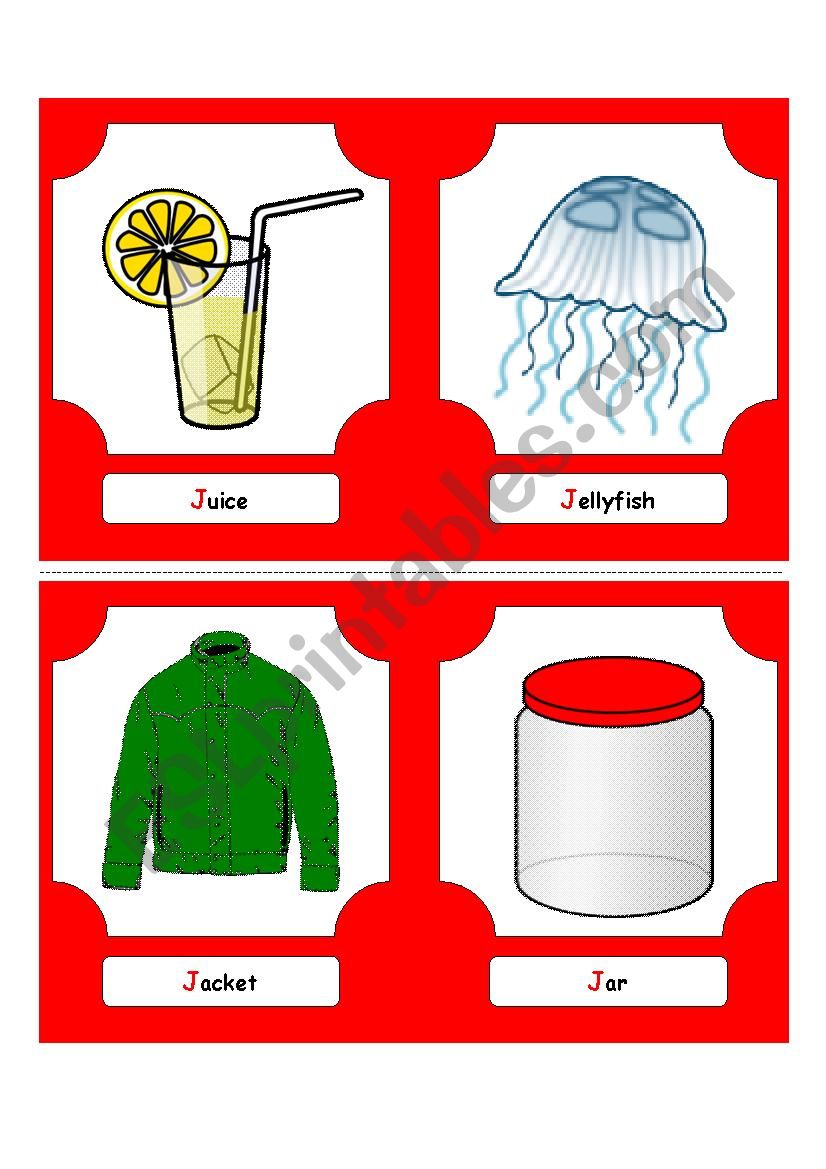 Alphabet Words - J  (flash cards)