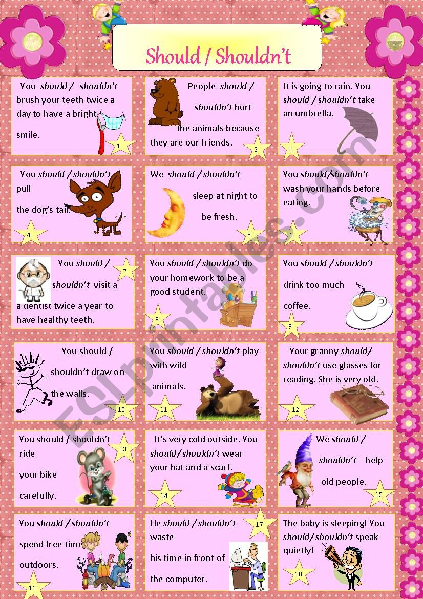 Should /ShouldnÂ´t worksheet