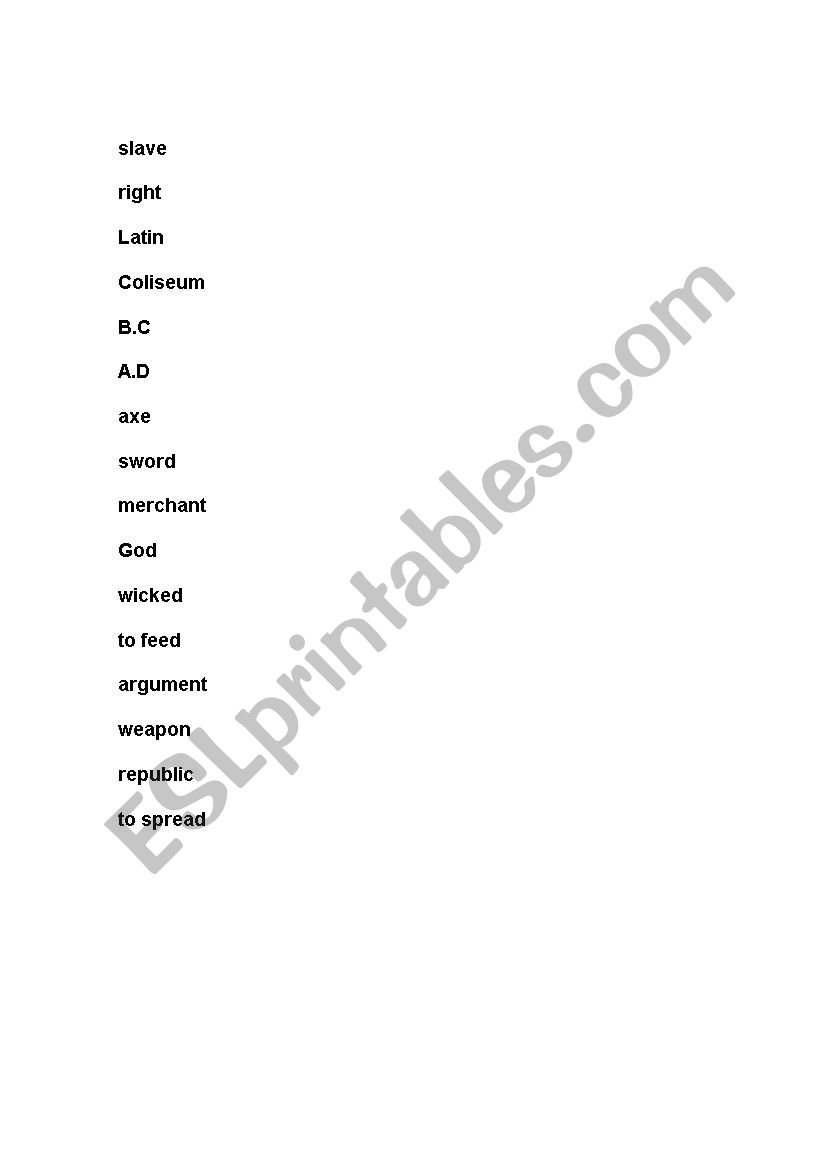 Roman empire worksheet