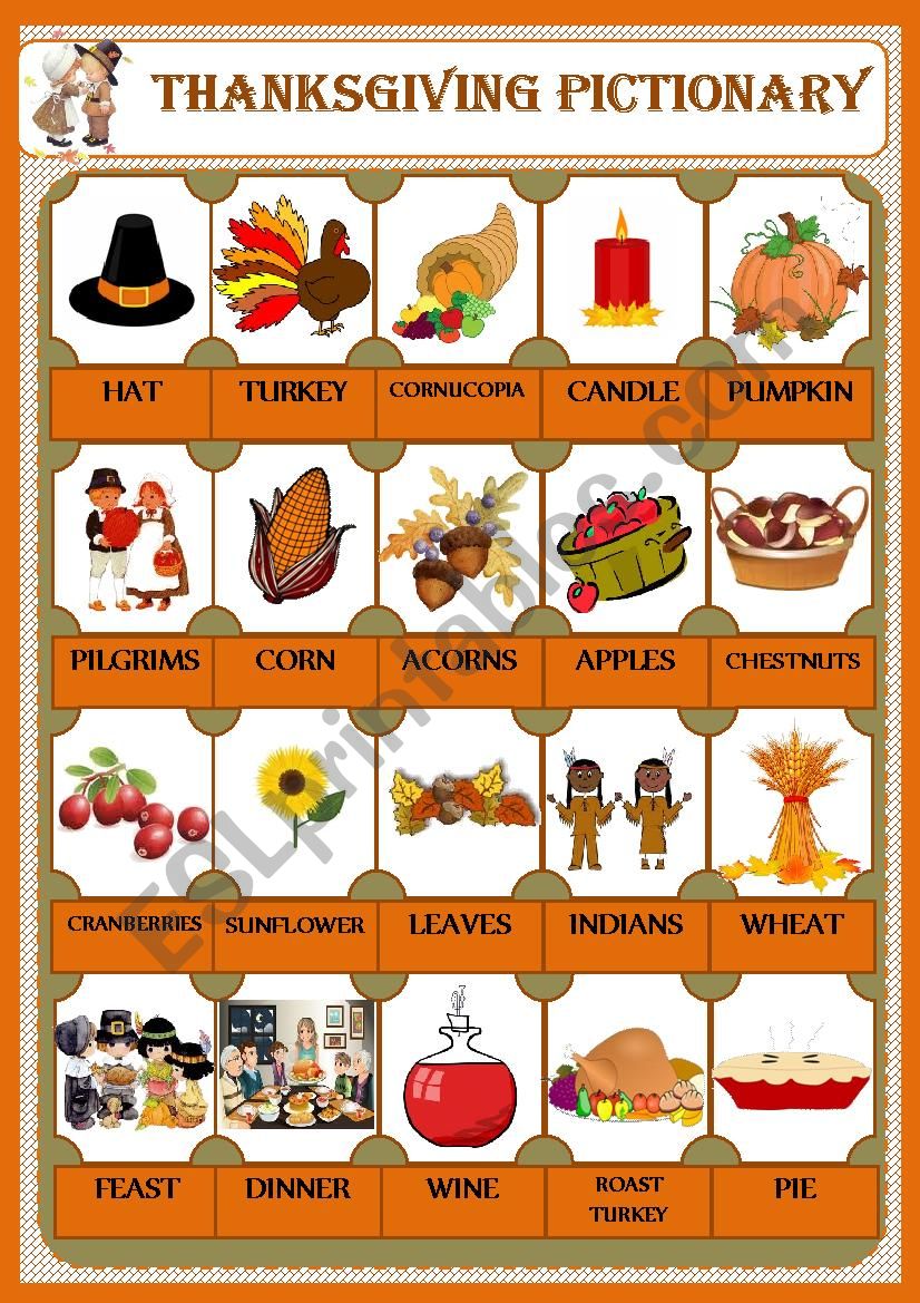 Thanksgiving_pictionary worksheet