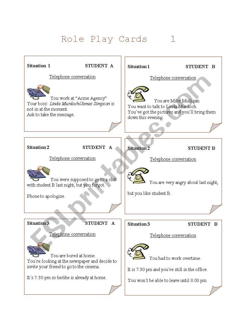 Role-play cards worksheet