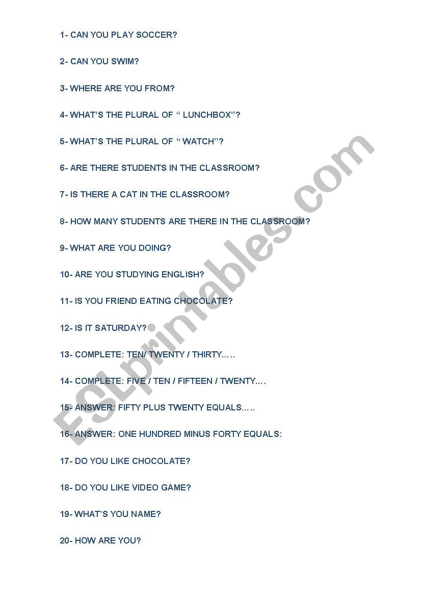 Review worksheet