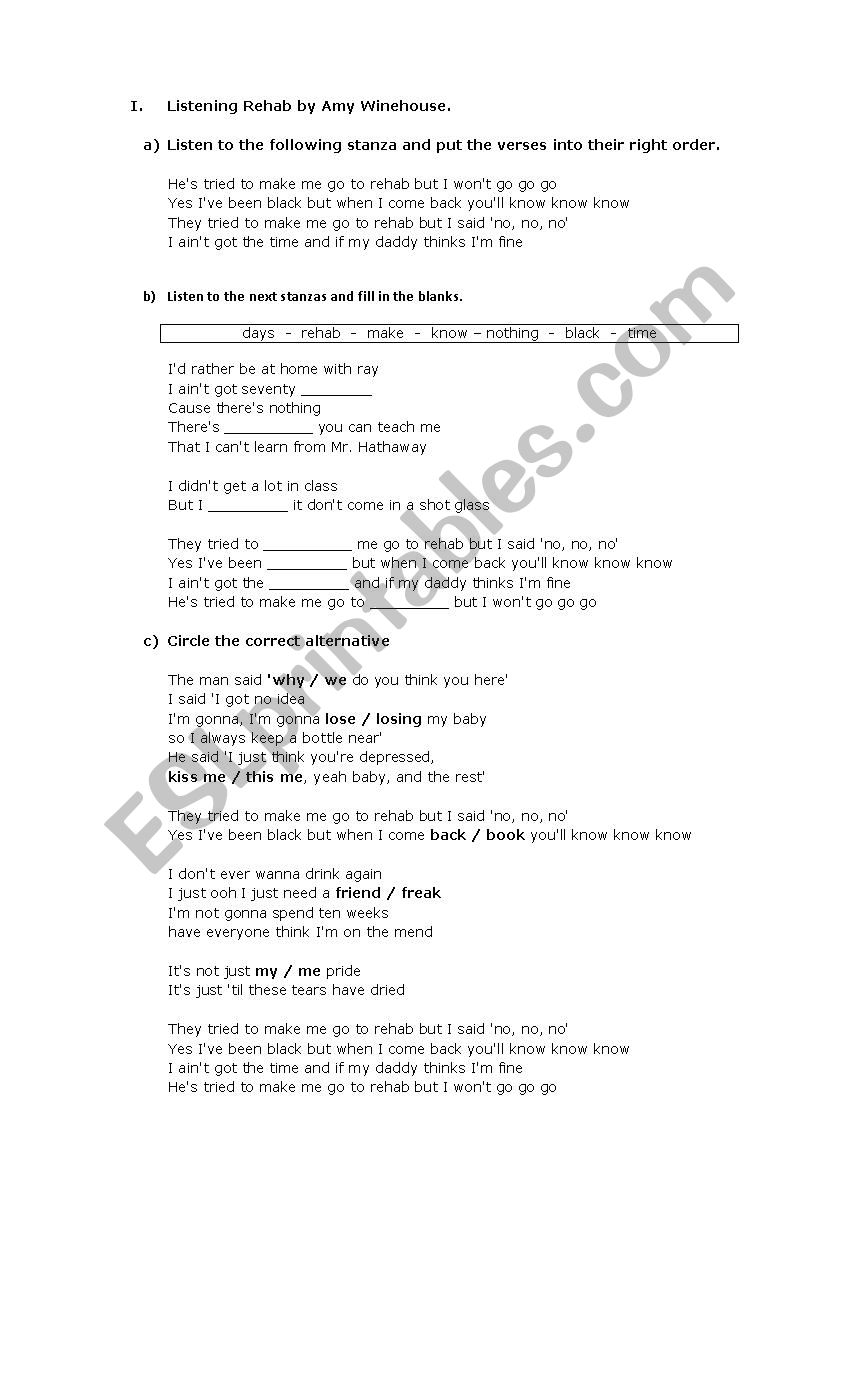 Rehab worksheet