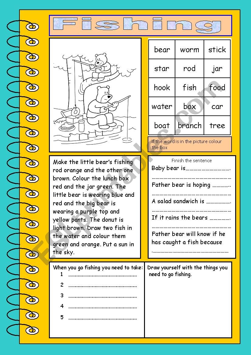 Fishing worksheet