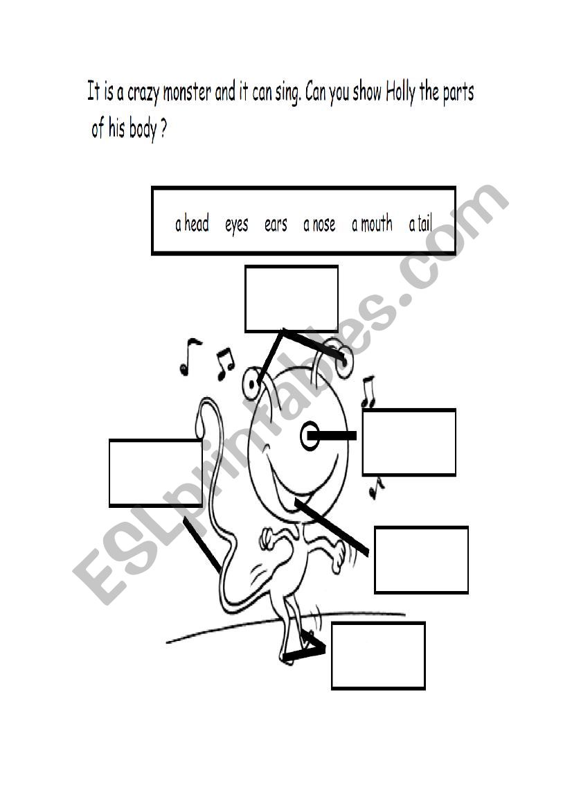 Monsters Body Part worksheet