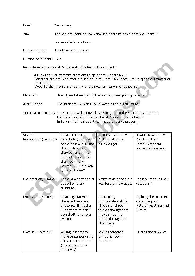 Elementary Lesson Plan worksheet